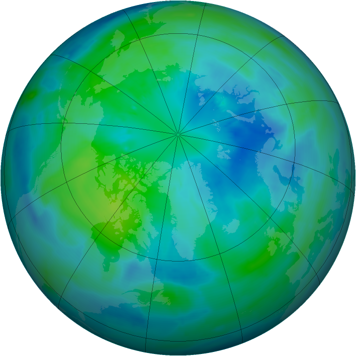 Arctic ozone map for 02 October 2012